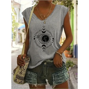 Kadın V Yaka Kolsuz Oversize Salas Boyfriend T-Shirt