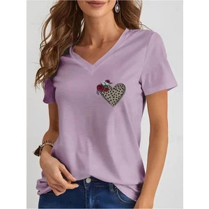 Kadın  Baskılı Kadın Oversize V Yaka T-Shirt Salaş