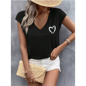 Tiny Heart Baskılı Kadın Oversize Salas T-Shirt Boyfriend