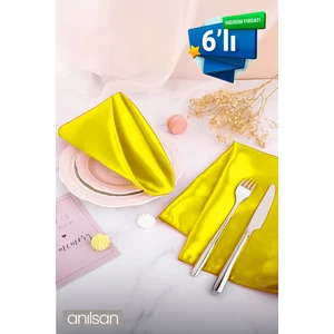 6’lı  Pamuk Kumaş Peçete Açık Sarı 50 x 50  cm  Mutfak Bezi Sofra Sunum Servis Peçetesi