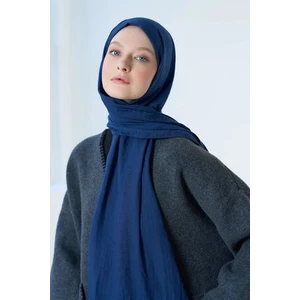 Neo Pamuk Şal Lacivert Yumuşak Dokulu Dört Mevsim Kullanıma Uygun Şık Tasarım