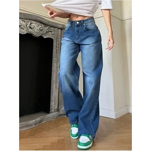 Mavi Yıkamalı Baggy Jean