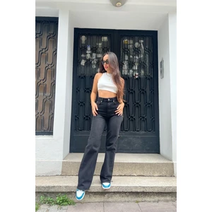 2505 Yüksek Bel Boyfrıend(Salaş) Bol Paça Kot Pantolon