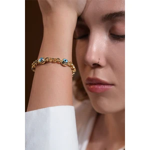 Satürn Silver Kuyumculuk Nazar Boncuklu 316L Kadın Çelik Bileklik