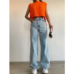 Penelope Kadın Kar Yıkama Yüksek Bel Bol Paça Denim Jeans