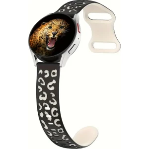 Samsung Galaxy Watch Active 2/gear Sport/s2 Classic/watch 3 41MM Uyumlu Leopar Desenli Siliko Kordon