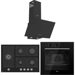 Flowart Bl Modüler Seriisi 3'lü Siyah Ankastre Set ( QBL62CS-BL135-D086 )