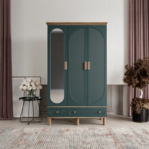 Soho 3 Kapaklı Aynalı Çekmeceli Mdf Gardırop