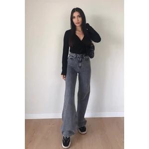 2505 Yüksek Bel Boyfrıend(Salaş) Bol Paça Kot Pantolon