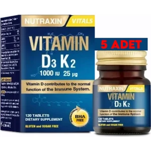 Vitamin D3K2 1000 Iu 120 Tablet 5 Adet