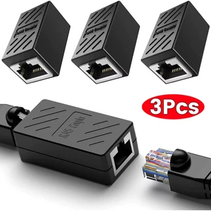 Gigabit Destekli RJ45 Dişi Dişi CAT5E/CAT6/7/8 Ethernet Lan Ağı Birleştirici Ara Aparatı Internet Kablosu Uzatıcısı 3 Adet