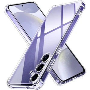 Kzy Samsung Galaxy S24 Fe ile Uyumlu Kapak Kamera Korumalı Airbag Antishock Köşe Korumalı Şeffaf Silikon Kılıf