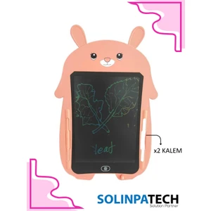 SolinpaTech 8.5 Inç Pembe Tavşan Renkli Lcd Çizim Yazı Tableti Digital Kalemli Grafik Yazma Eğitim Tahtası PMB-TVŞ2