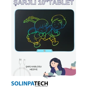 10''Inch Şarj Edilebilir Dijital Kalemli Yazı Çizim Yazma Tableti (Usb Kablo Hediye) Mavi