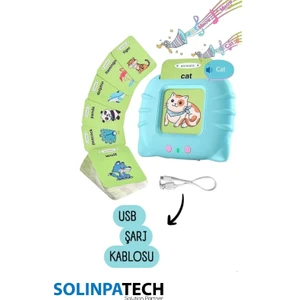 Erken Eğitim Ingilizce Sesli Flash Kartları Pvc Kart Şeffaf Koruma ile Yıpranmaz Yırtılmaz Kartlı Mavi