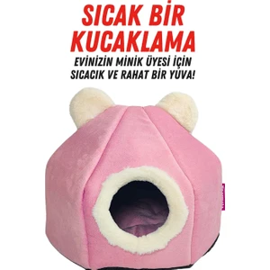 Kedi Evi, Kedi Yuvası, Kedi Yatağı Taşınabilir Pembe