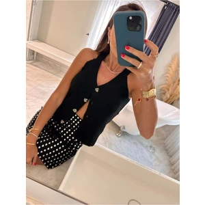 Qimya Butik 4s Kadın Askılı V Yaka Örme Yelek
