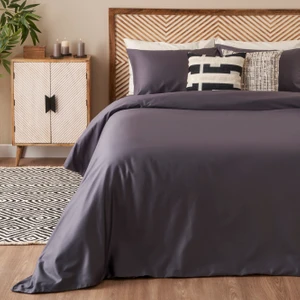 Bella Maison %100 Pamuk Saten Supreme Basic Çift Kişilik Nevresim Seti Antrasit (200x220 cm)