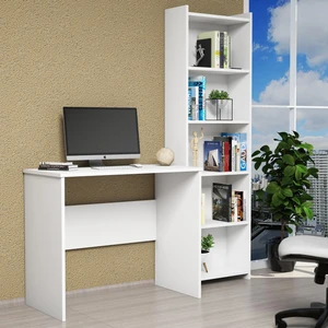 Mobilya Çalışma Masası+5 Bölmeli Kitaplık Beyaz