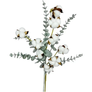 Doğal Pamuk ve Okaliptus Çiçeği Kuru Çiçek Yapay Çiçek 2li Mix