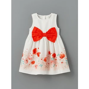 Çiçekli Kız Çocuk Saten Elbise