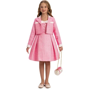 Kız Çocuk Elbise Bolero ve Çanta 8-14 Yaş Pembe