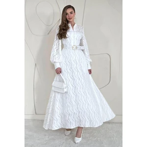 Kemer Detaylı Astarlı Elbise