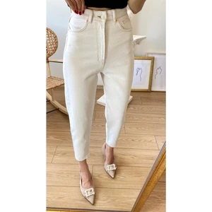 Penolope Kadın Milky Bej Mom Jean