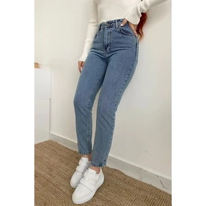 Max Kar Yıkama Mavi Kadın Yüksek Bel Mom Jean