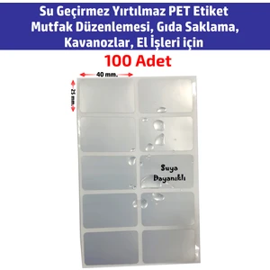 Dijital Barkod Su Geçirmez Yırtılmaz Pet Etiket Mutfak Düzenlemesi, Gıda Saklama, Kavanozlar, El Işleri Için 100 Adet
