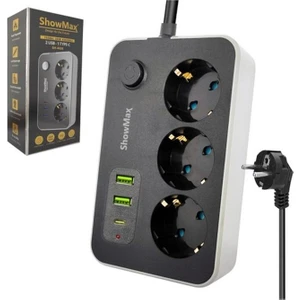 SH-4626 3lü Akım Korumalı Priz 2 Metre Anahtarlı 10A 2500 Watt 2xusb 1xtype-C
