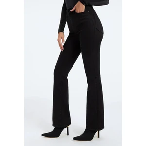 ByCukurovaFrango Leo Max  Yüksek Bel Siyah Ispanyol Paça Jean Flare Kadın Kot Pantolon Likra