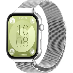 MMP Shop Huawei Watch Fit 3 Uyumlu Paslanmaz Hasır Örğü Metal Mıknatıs Kordon