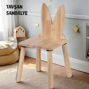 Joykidstoy Doğal Ahşap Çocuk Sandalye Tavşan