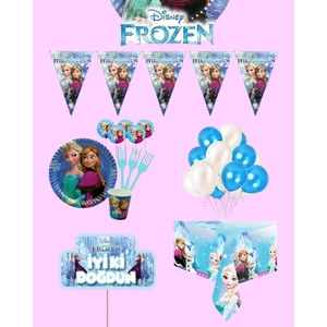 Frozen Elsa 16 Kişilik Konuşma Balonlu Set Doğum Günü Parti Seti Malzemeleri