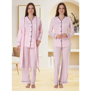 Lohusa Sabahlıklı Pijama Takımı Pembe - 5074