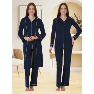 Lohusa Sabahlıklı Pijama Takımı Lacivert - 5074