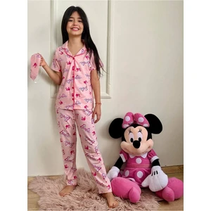 Pjkö Barbie Desenli Pembe Kısa Kollu Önden Düğmeli Kız Çocuk Pijama Takımı 4-12 Yaş 592K