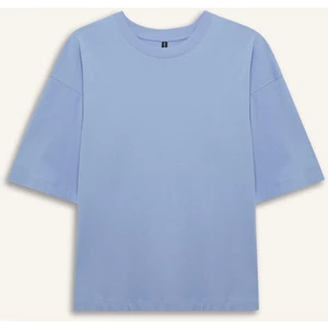 Oversize Geniş Kalıp Bisiklet Yaka Basic Düz Penye Kısa Kollu Tişört C0099AX25SP