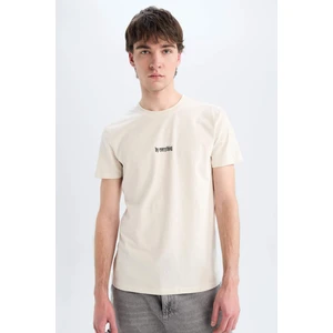 %100 Pamuk Slim Fit Dar Kesim Bisiklet Yaka Baskılı Kısa Kollu Tişört A2631AX25SM