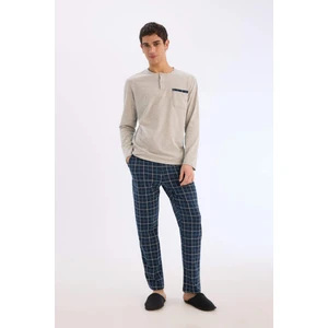 Regular Fit Pijama Takımı Uzun Kollu Üst Kareli Uzun Alt Z6566AZ25SP