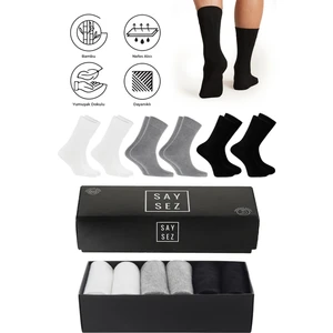 Bambu Erkek Soket Uzun Düz Renkli Çorap Dikişsiz Premium Kutulu 6'lı / Hediyelik