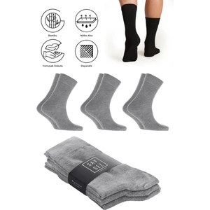 Bambu Erkek Soket Uzun Düz Renkli Melanj Çorap Dikişsiz Premium Paket 3'lü / Yıkamalı Kokulu Soft Çorap