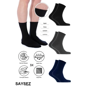 Bambu Erkek Lastiksiz Soket Dikişsiz Premium Çorap 3'lü Paket / Iz Bırakmaz / Sıkmayan Çorap