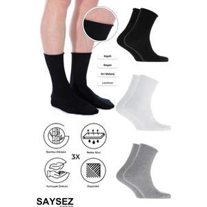 Bambu Erkek Lastiksiz Soket Dikişsiz Premium Çorap 3'lü Paket / Iz Bırakmaz / Sıkmayan Çorap