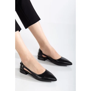 Ayakkabı Frekansı Kadın Günlük Karnı Yarık Sivri Burun Babet Siyah Cilt
