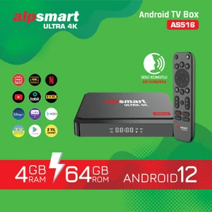 AS516 Android Tv Box Ses Komutlu BT Air Kumanda 4 GB Ram 64 GB Hafıza Android 12