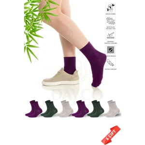 Premium Dikişsiz Kadın Bambu Çorap 6'lı Asortı Set