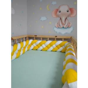 Lucky Kids 240 cm Örgü Korumalık Sarı-Beyaz 4'lü Örgü / 50 x 90 Sepet Beşik - Yatak Koruyucu