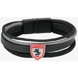 Siyahgri Ipli Deri Bileklik